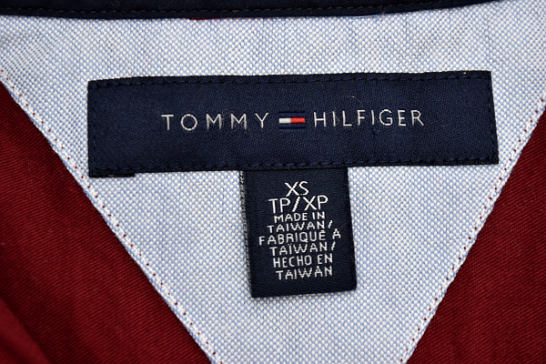 Y-0324★送料無料★美品★TOMMY HILFIGER トミーヒルフィガー★正規品 秋冬 表面起毛 ボルドー 長袖 ボタンダウン シャツ ＸＳ_画像4