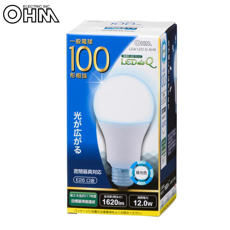 OHM LED電球 E26 100形相当 広配光 大特価 a-1271796 昼光色 密閉器具対応 LDA12D-G AH9 【国際ブランド】