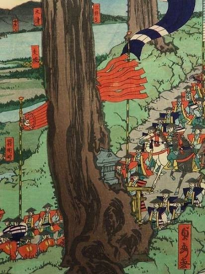 ☆歌川貞秀『末廣五十三次・土山』木版画 絵画 【B4414