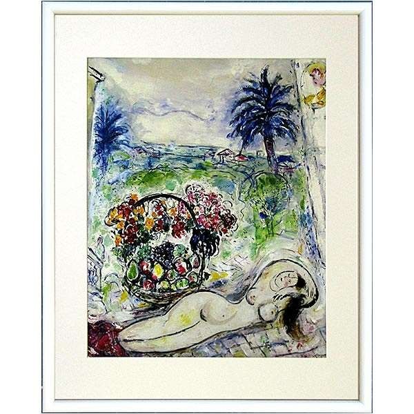 100 ％品質保証 ★マルク・シャガール『果物籠の前に横たわる裸婦』複製画 【B5342】 絵画 その他