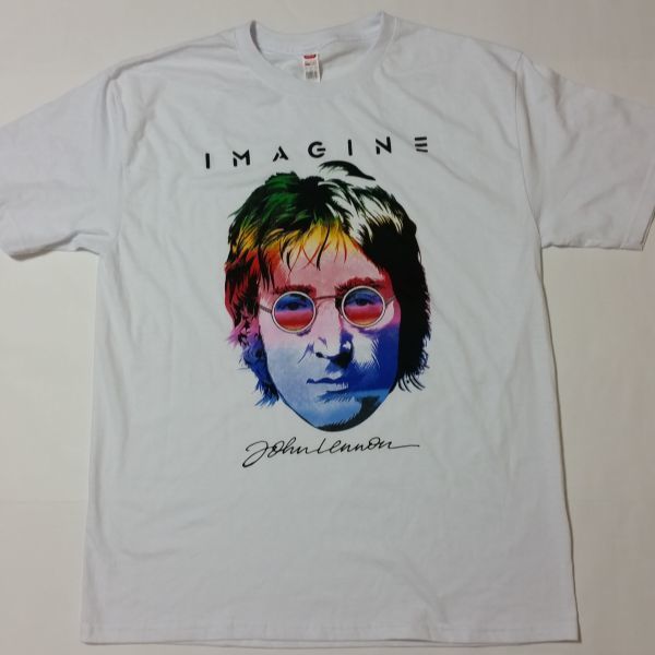 【新品】ザ・ビートルズTシャツ⑤Lサイズ THE BEATLES ジョン・レノン ポール・マッカートニー IMAGINE イマジン レインボー 虹色 パレード_画像1