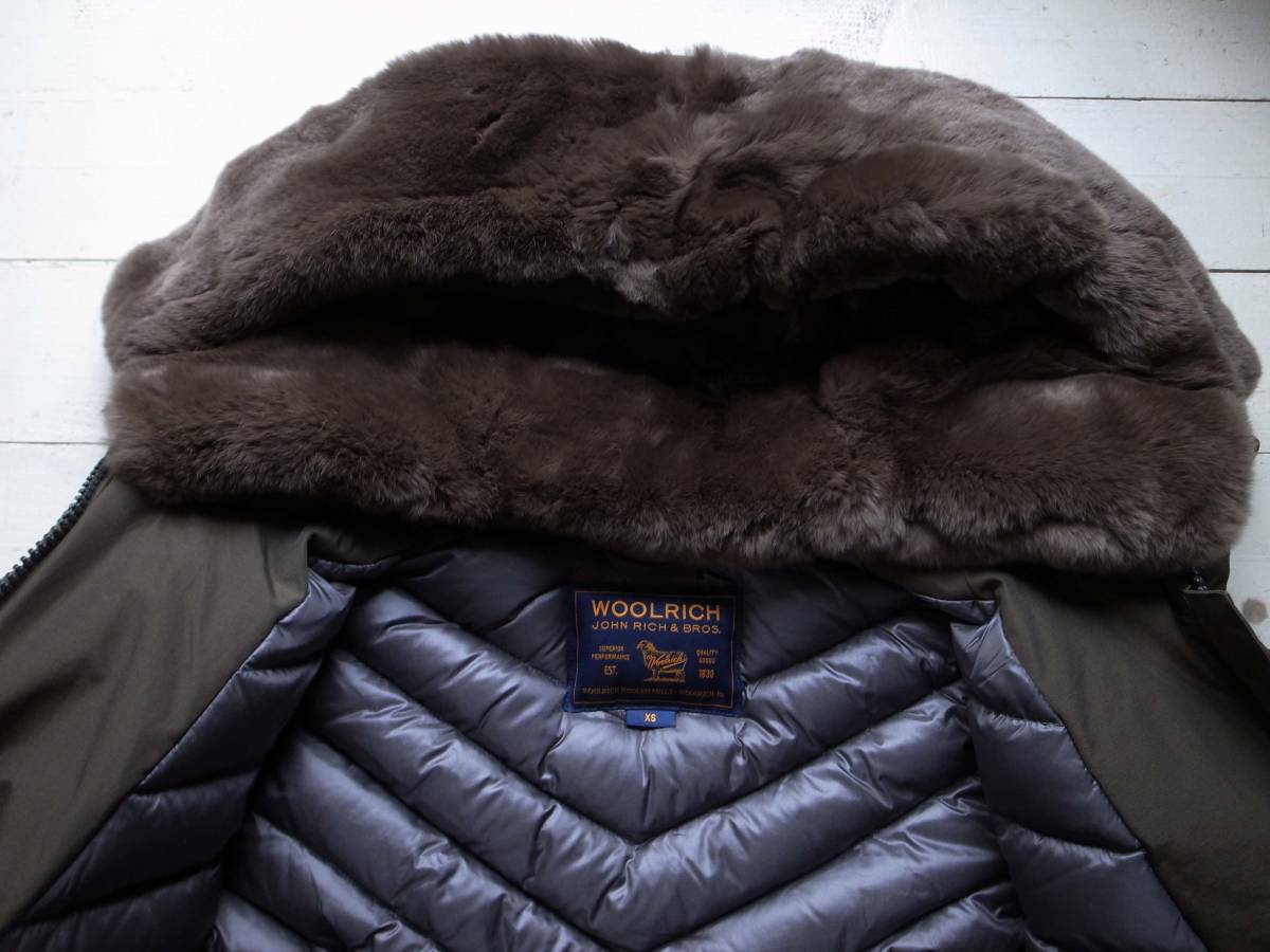 WOOLRICH ウールリッチ WS BOW BRIDGE ダウンコート XS 国内正規品 ボウブリッジ ラビットファー 