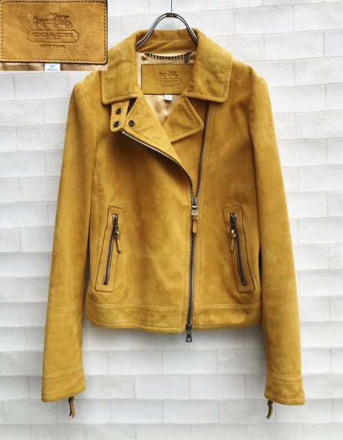 COACH コーチ レディース マスタードカラー スウェード レザー ダブル