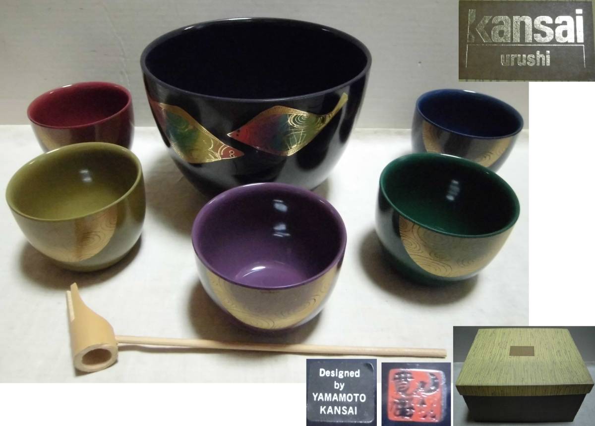 большая миска 1 пункт . чашка 5 покупатель вермишель комплект Yamamoto ..kansai лапша ... есть в коробке золотой лакировка соба чашка саке цвет отличается элемент лапша посуда retro 