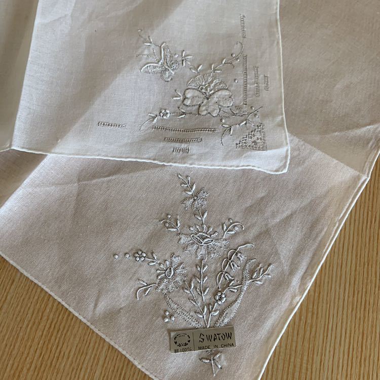 スワトウ 汕頭 SWATOW 刺繍 ハンカチ 2枚セット未使用