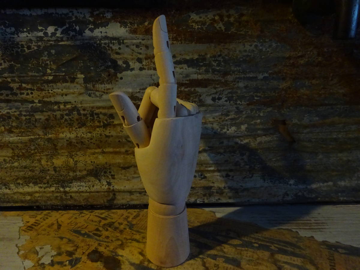 フランス蚤の市木製のハンドマネキン】右手デッサン人形トルソー古道具