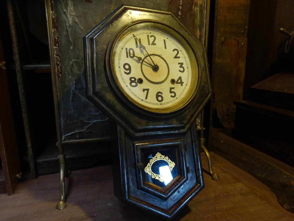 Yahoo!オークション - 【古い八角の柱時計】ジャンク古時計木製時計