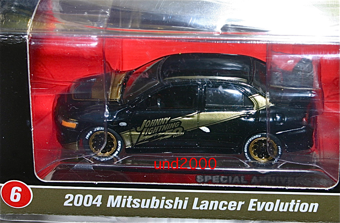 特注 Johnny Lightning 1/64 2004 三菱 ランサー エボルーション Mitsubishi Lancer Evolutionブラック ゴールド ジョニーライトニングMijo_画像1