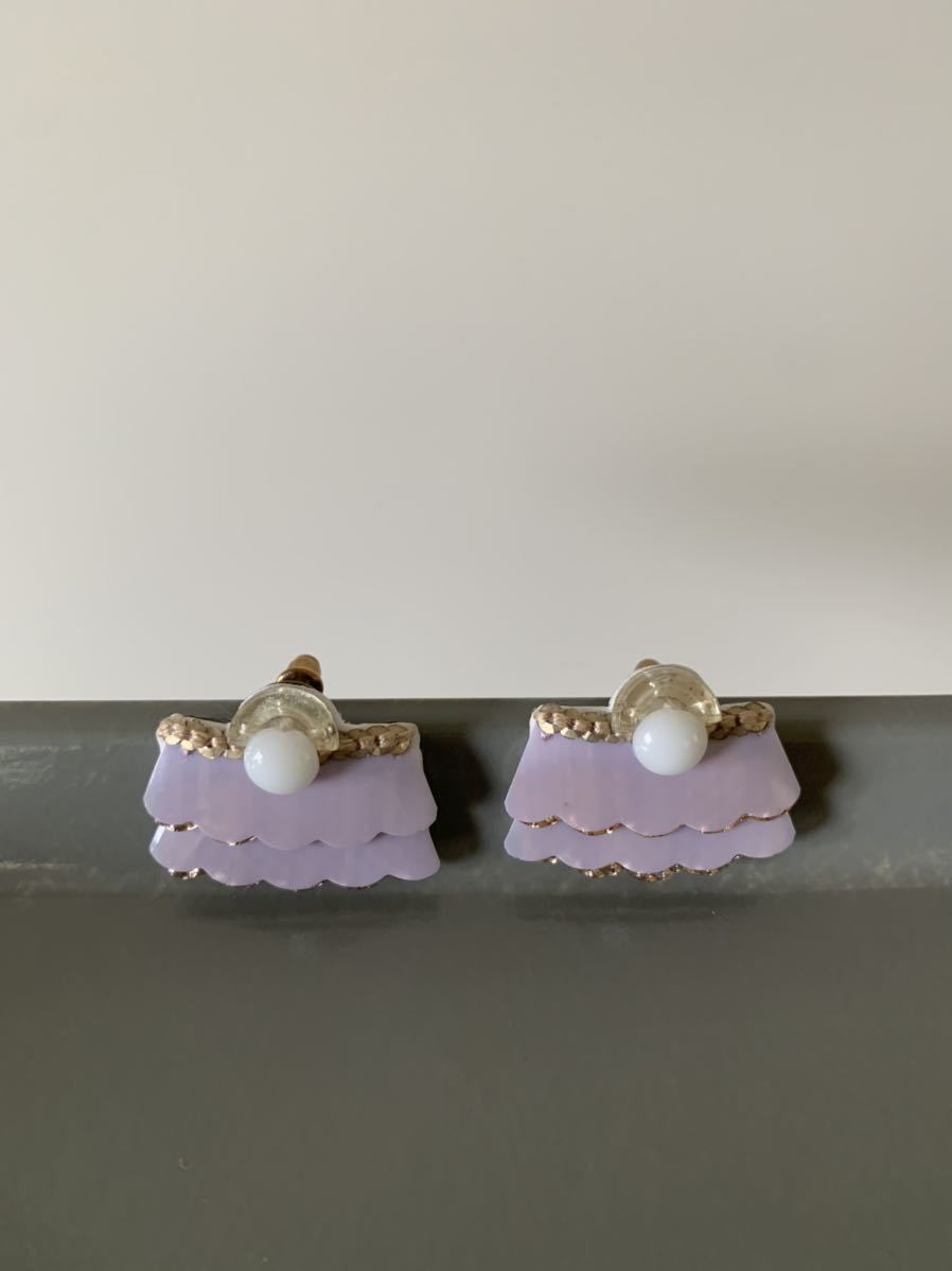 tamas secret earrings lavender purple ta trout Vintage parts accessory spangled beads 