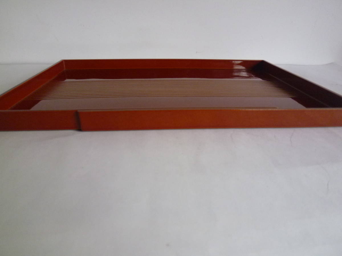 [ tea utensils wooden length hand tray approximately 36.3x24.8cm paper in box ] ( both sides spring . paint ).. lacquer ware .. coating lacquer ware made in Japan 