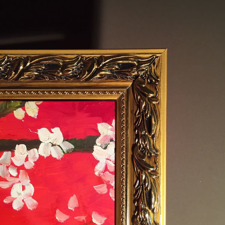手書き油絵 ゴッホ 花咲くアーモンドの枝 額付 絵画 インテリア 油彩画