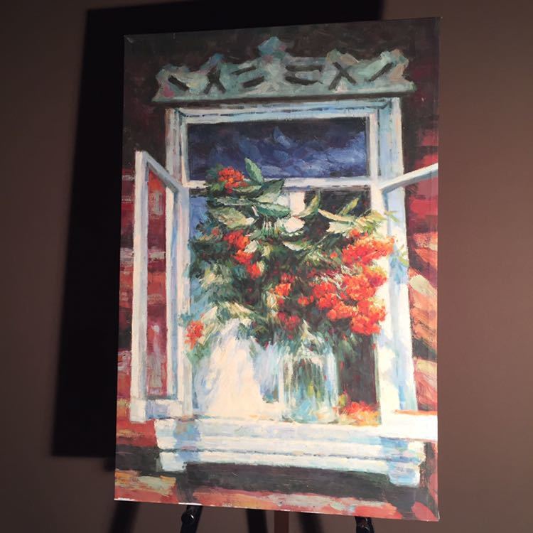大人女性の 手書き油絵 インテリア 窓辺の花瓶の花(大)絵画 - 自然 オンラインストア買 絵画・原画「窓辺の花瓶」・F8・油彩 絵画/タペストリ