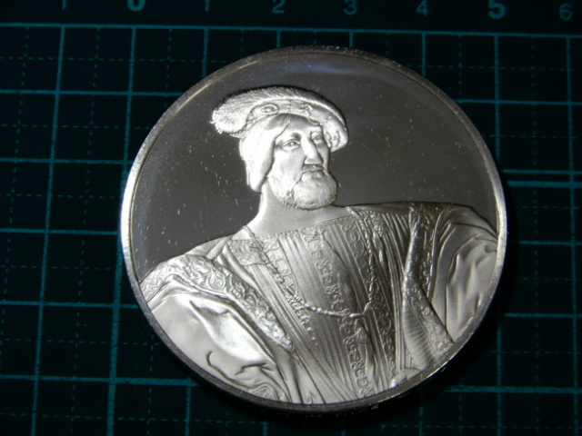 限定品 美品 フランス造幣局製　フランス ルネサンス宮廷画家 クルーエ フランソワ一世の肖像 記念品 純銀製 記念メダル コイン 章牌