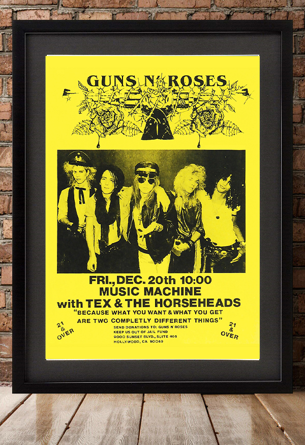  poster *Guns N\' Roses 1985 Major debut front LAgig poster replica *GN\'R/ gun z* and * low zez