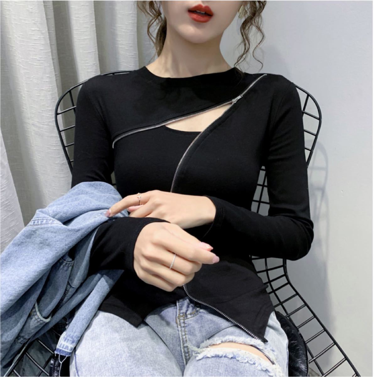 Paypayフリマ ファスナー変形トップス 秋服おしゃれ可愛い韓国オルチャン再入荷 Paypayフリマ ファスナー変形トップス 秋服おしゃれ可愛い韓国オルチャン再入荷