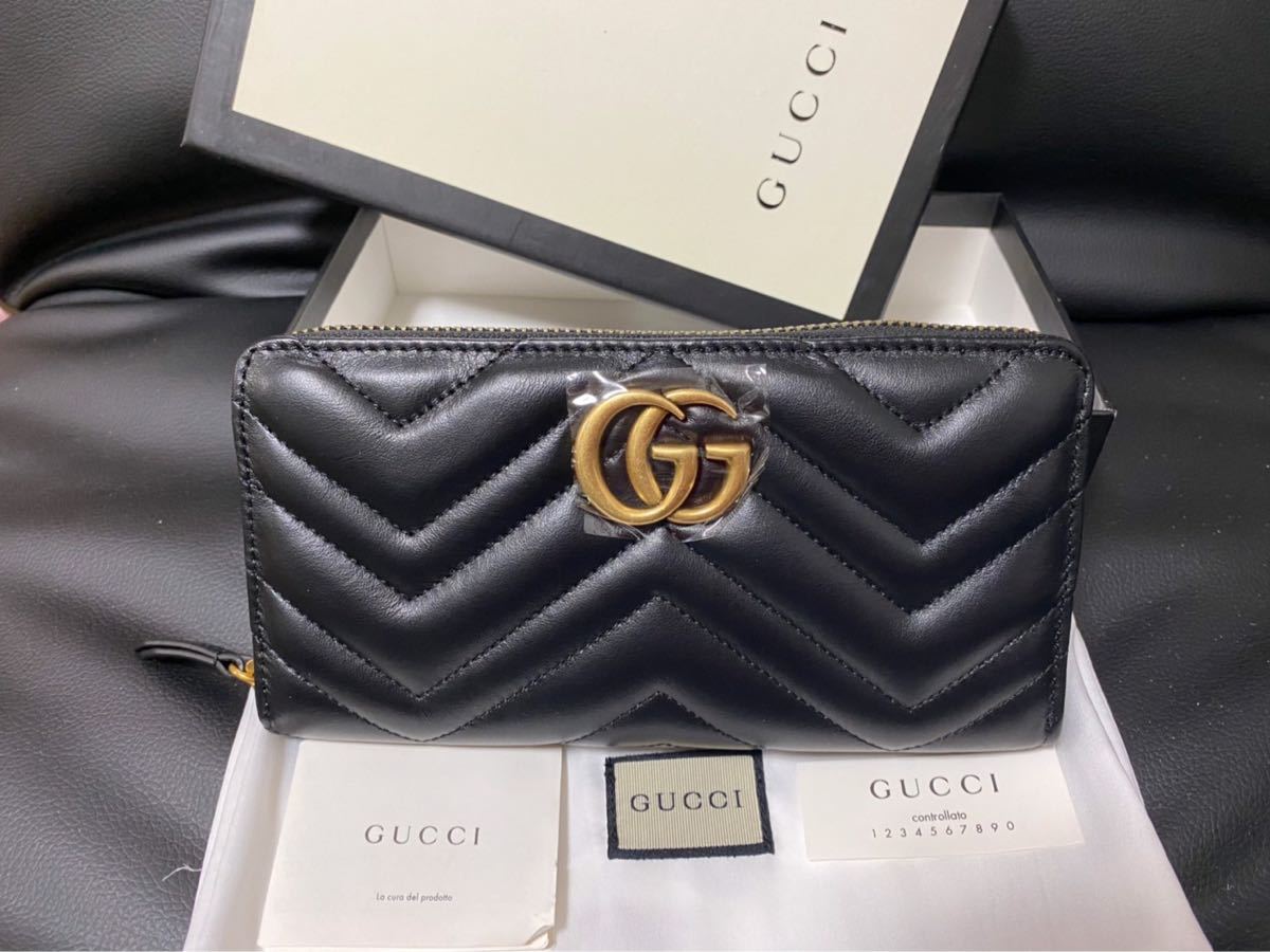 GUCCI グッチ GGマーモント シェブロン キルティング レザー 長財布 長