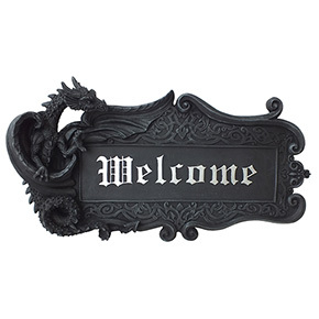 ゴシック看板/ウエルカムボード サインボード　ゴシックドラゴン ハンギングプラーク Gothic Dragon Welcome Sign Wall Plaque