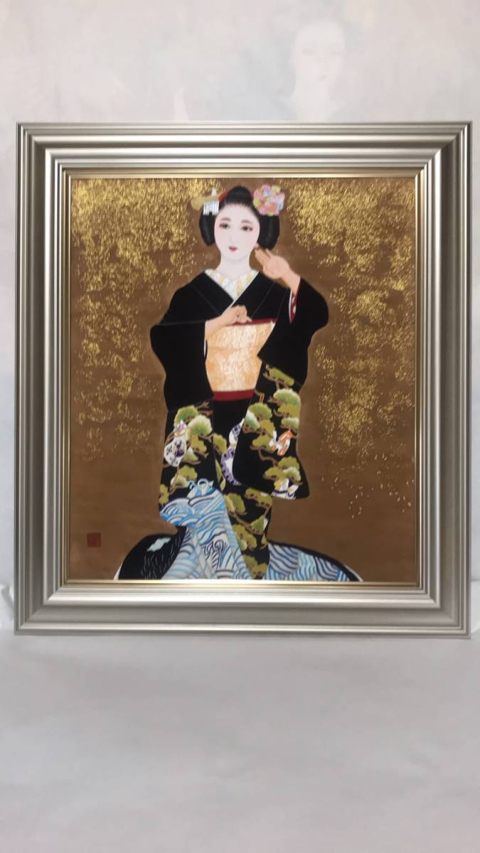Yahoo!オークション - 【真作】山田治則「黒紋付きの舞妓」 日本画 10