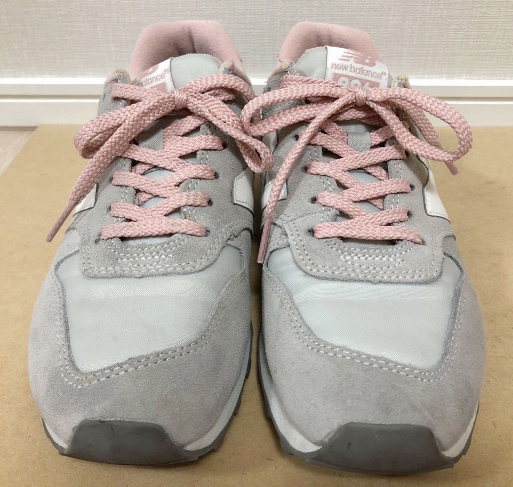 美品☆New Balance☆996スニーカー グレー×ピンク 24cm WR996UGB 17SS ABC-MART限定 箱あり レディース ニューバランス 靴 くつ US7.0_画像2