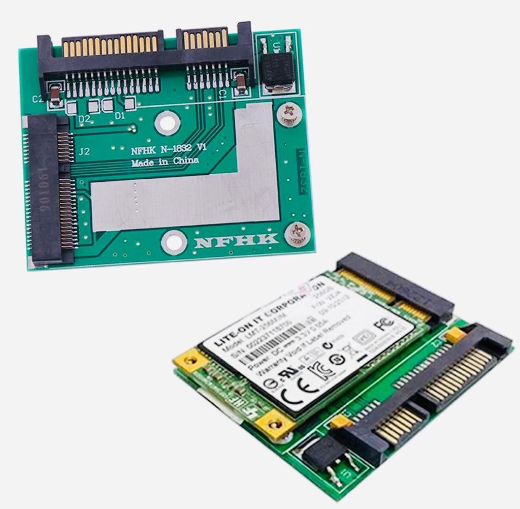 4個 セット mSATA SSD → SATA 2.5インチ 変換アダプター 緑