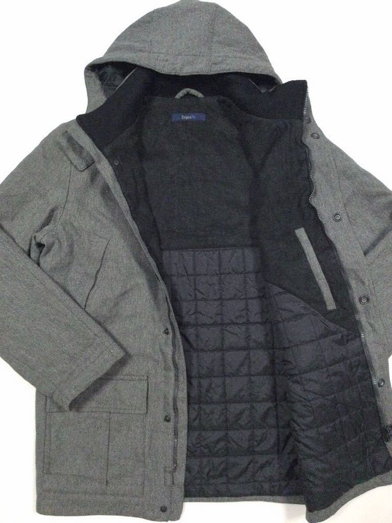 美品!!「Zegna Sport」フード着脱可 中綿 ウールフィールドジャケット