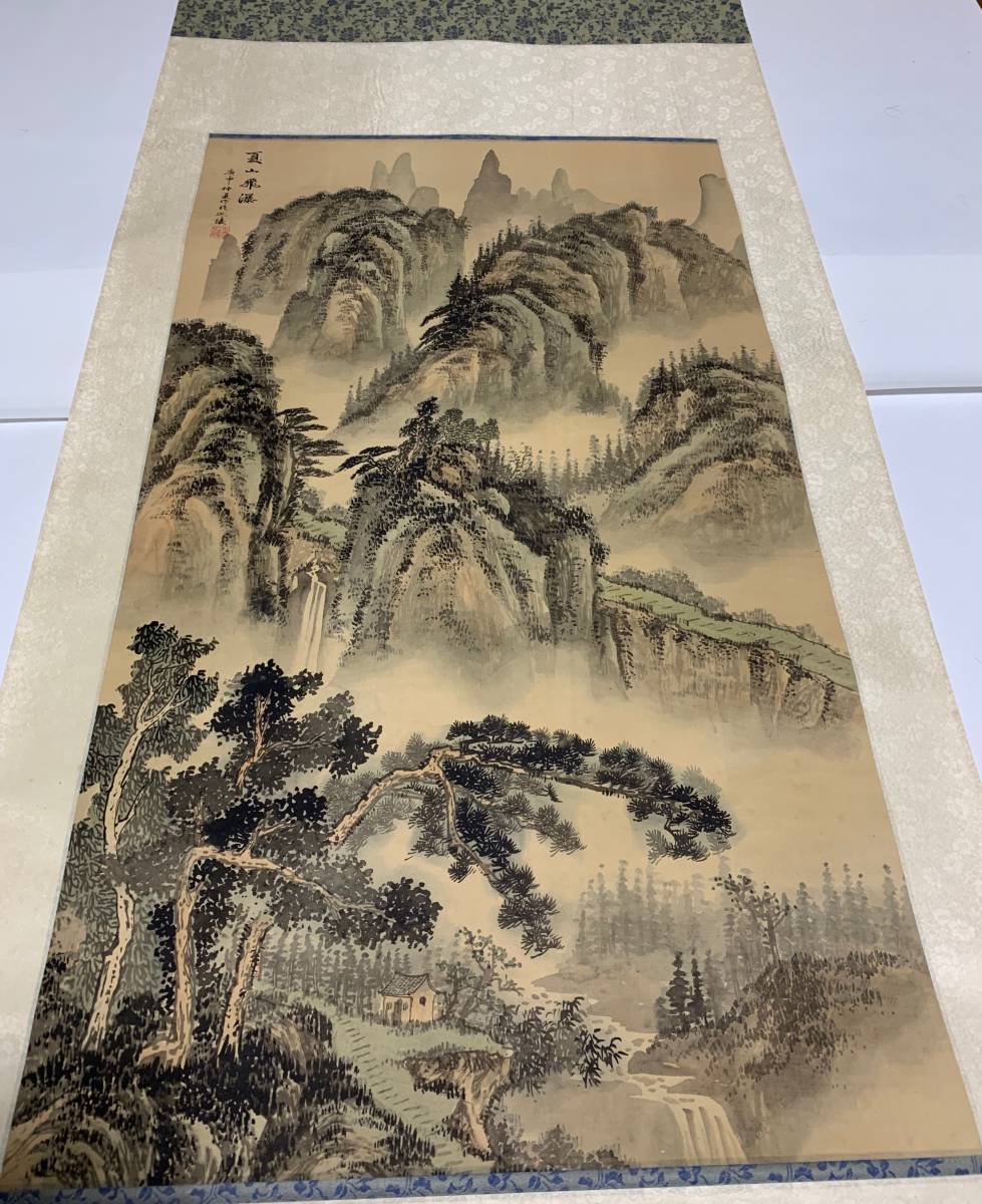 模写】作者不明「絹本夏山飛瀑山水大立軸」 商品细节| 雅虎拍卖| One