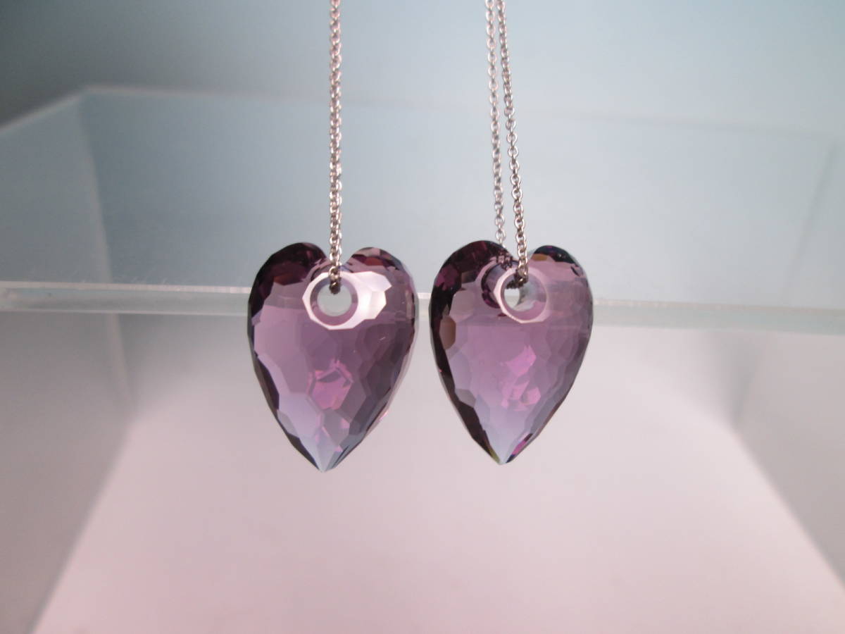 * Swarovski Swarovski незначительный фиолетовый. покачивающийся Heart crystal серьги с футляром стандартный товар 