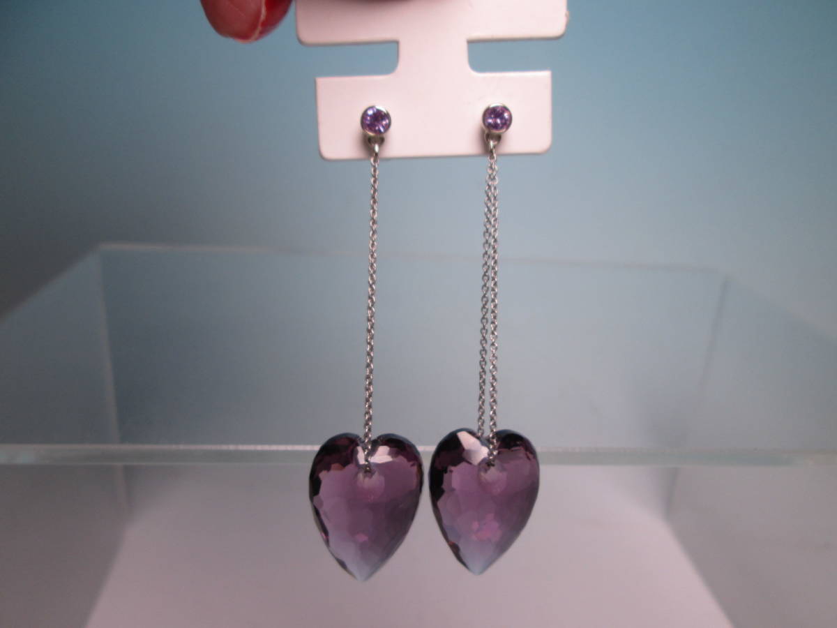 * Swarovski Swarovski незначительный фиолетовый. покачивающийся Heart crystal серьги с футляром стандартный товар 