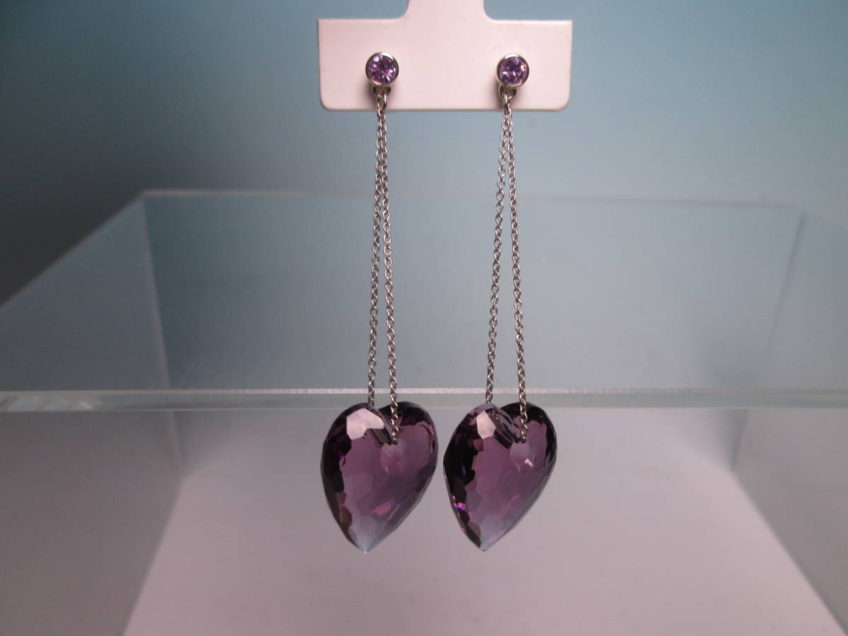 * Swarovski Swarovski незначительный фиолетовый. покачивающийся Heart crystal серьги с футляром стандартный товар 