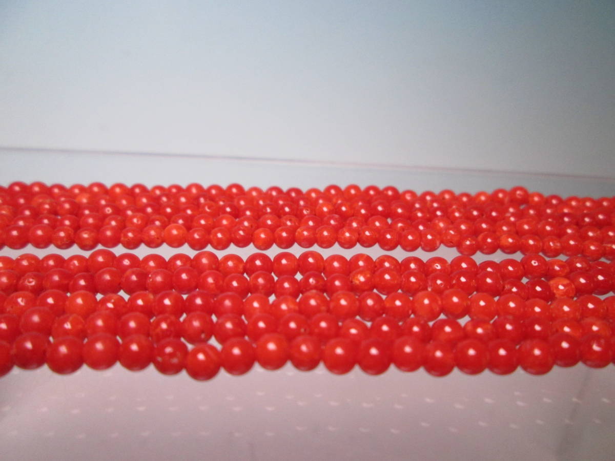 *SILVER red .. sphere 3mm 5 ream. long necklace 54g case attaching 
