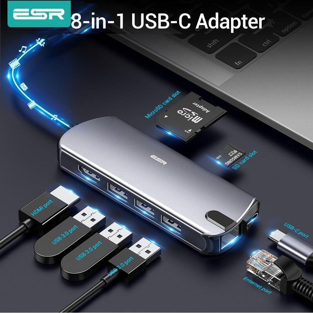 予約中！】 イン cハブ8 usb Esr 1 sdカードリーダーusb充電器ハブ6