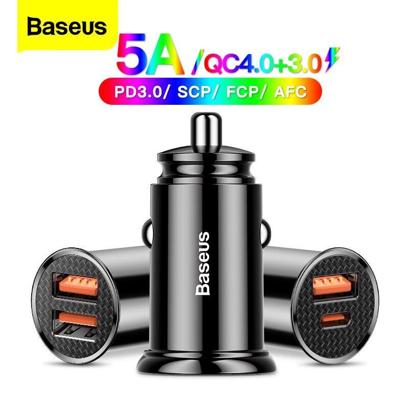Baseus usb車の充電器急速充電4.0 3.0 QC4.0 QC3.0 qc scp 5Aタイプc 30ワット高速車のusb充電器iphone xiaomi携帯電話_画像1