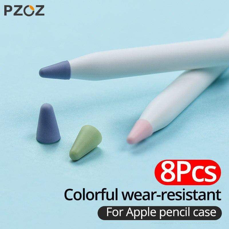 Pzoz 8個apple鉛筆1 2タブレットスタイラスタッチペン先ケースソフトシリコン保護ケースのためのappleペンケースタッチカバー_画像1