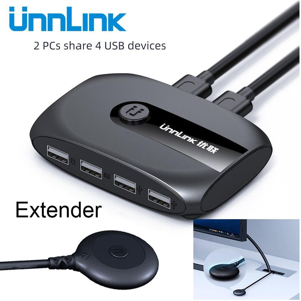 最旬ダウン Unnlink 2ポートkvmエクステンダーusb X4のusbスイッチ