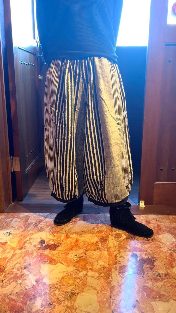 再再々入荷【タイ買付】ワイドパンツ パンツ エスニックパンツ アジアン エスニックファッション パンツ ストライプ柄 縦縞