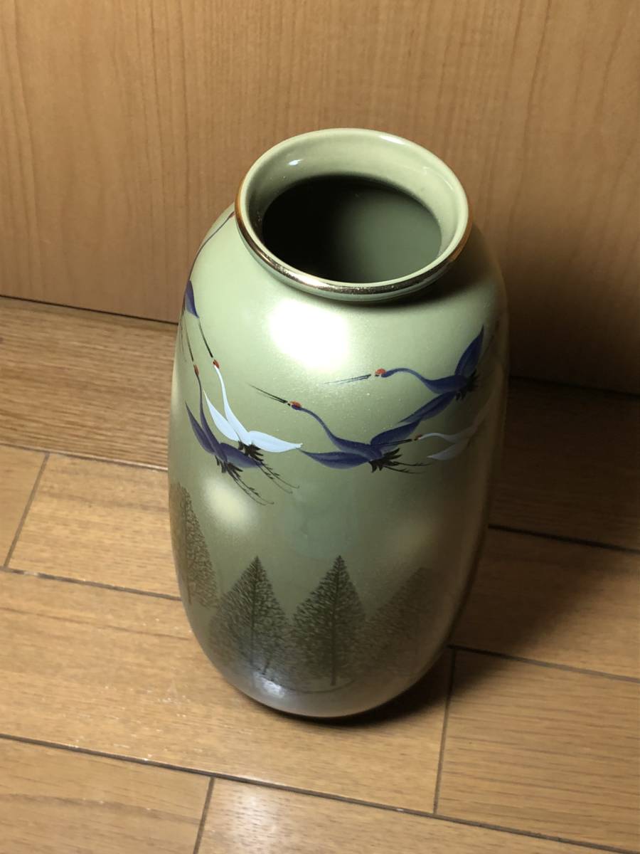 激レア 九谷焼 花瓶 鶴　ツル　壷　陶器 伝統工芸品 新品 日本製 _画像4