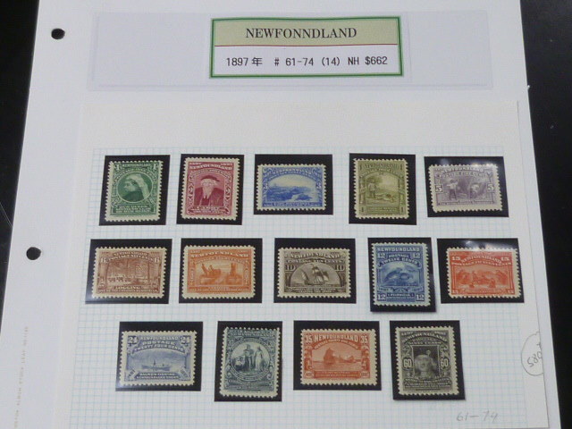 20LH S №4 NEWFONNDLAND切手(カナダ) 1897年 SC#61-74 14種完 未使用NH・VF 【SC評価 $662】