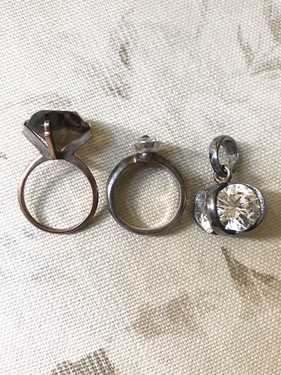 ダイヤ DIAMOND 宝石 クリスタル イミテーション シルバー 925 silver 銀製 スターリング リング 指輪 ペンダント ネックレス トップ