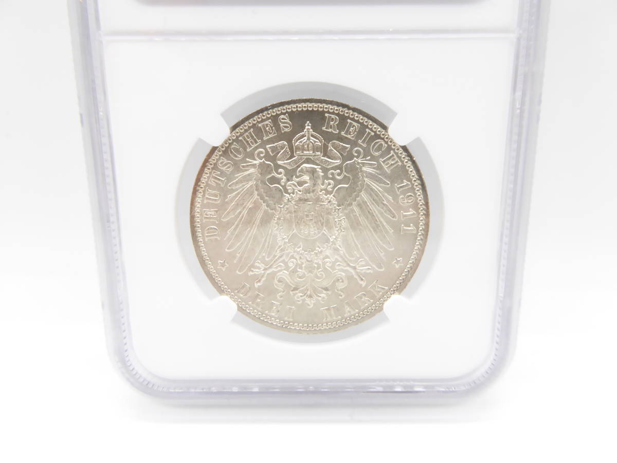 ドイツ バイエルン ババリア 3マルク銀貨 コイン 1911 NGC MS64 | sage