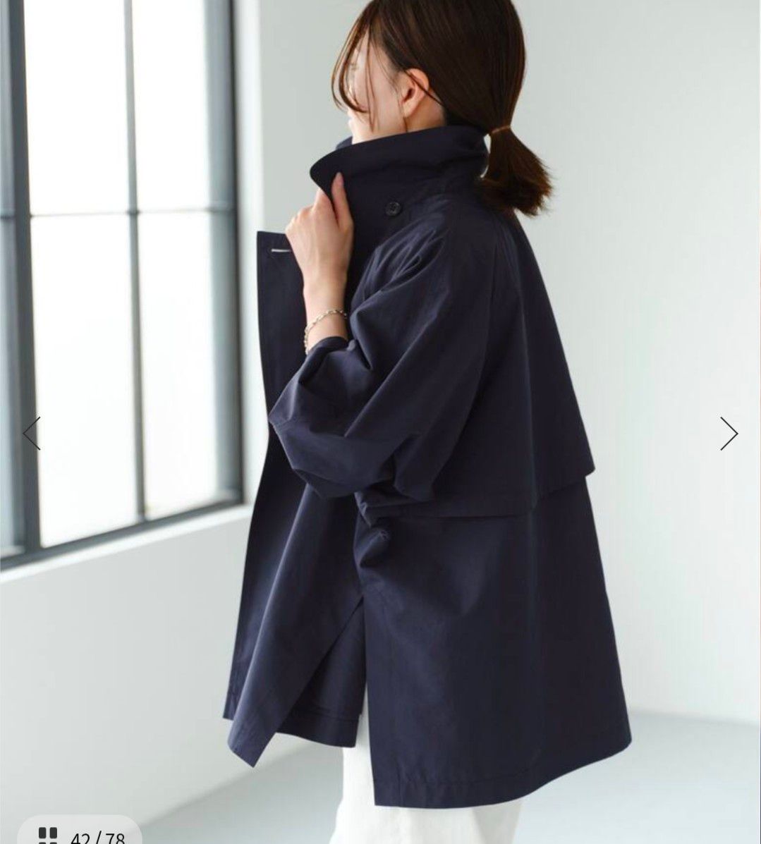 IENA Peポプリンオーバーショートコート ネイビー 36サイズ