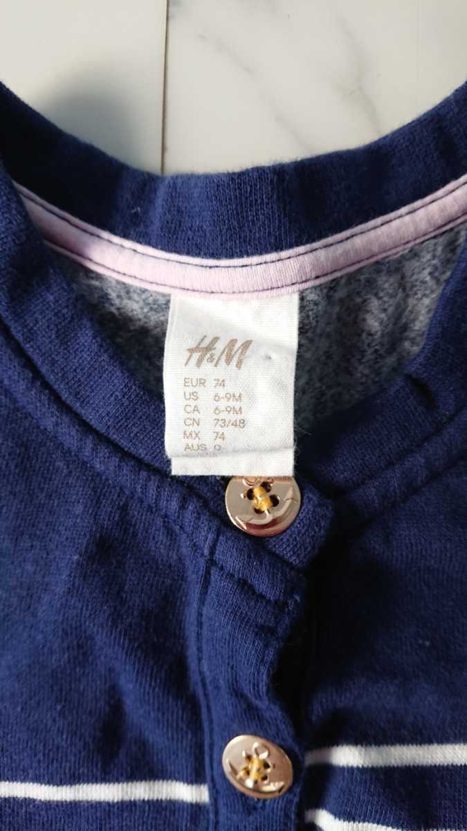 H&M　エイチアンドエム　EUR74 　US6-9M　裏起毛カーディガン 女の子_画像2