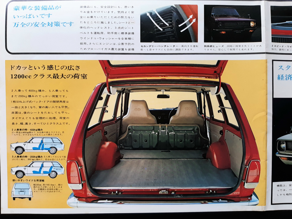 トヨタ カローラ バン 1200 1970年代 大判 当時物カタログ ポスター大 !! ☆ TOYOTA COROLLA VAN 1200cc KE26V 国産車 絶版 旧車カタログ_画像7