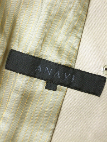 美品/アナイ ANAYI 美形トレンチコート 表記38号(9号/M相当) ベージュ 綿コットン100％素材 通勤 春秋冬向け アウター レディース_画像4