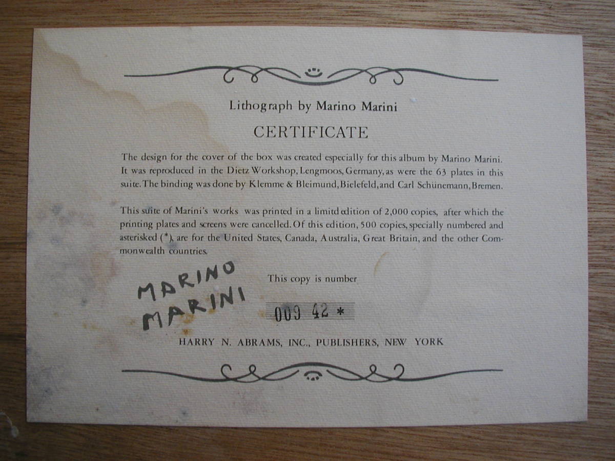 ♪証明書付 Marino Mariniマリノ・マリーニ リトグラフ 1949 No.42 西洋風インテリアに♪_画像10