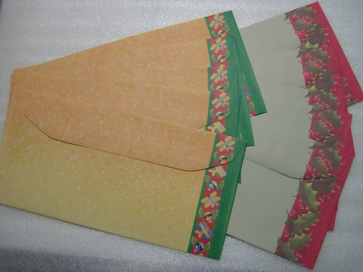 クリスマス柄封筒　2種10枚　各5枚　11.5×23cm　ベルギー製_画像1