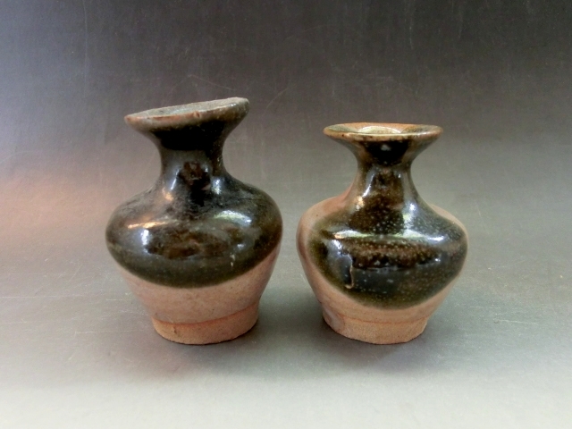 水滴■花瓶 2個 古い土物 在銘 書道道具 古民具 古美術 時代物 骨董品■_画像4