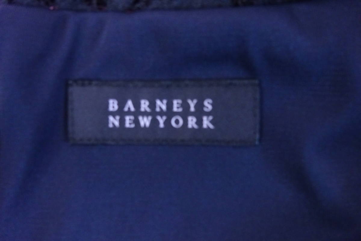 BARNEYS NEWYORK バーニーズニューヨーク　裾＆背中レース　クレープジャージワンピース ネイビー　ブラック 38_画像8