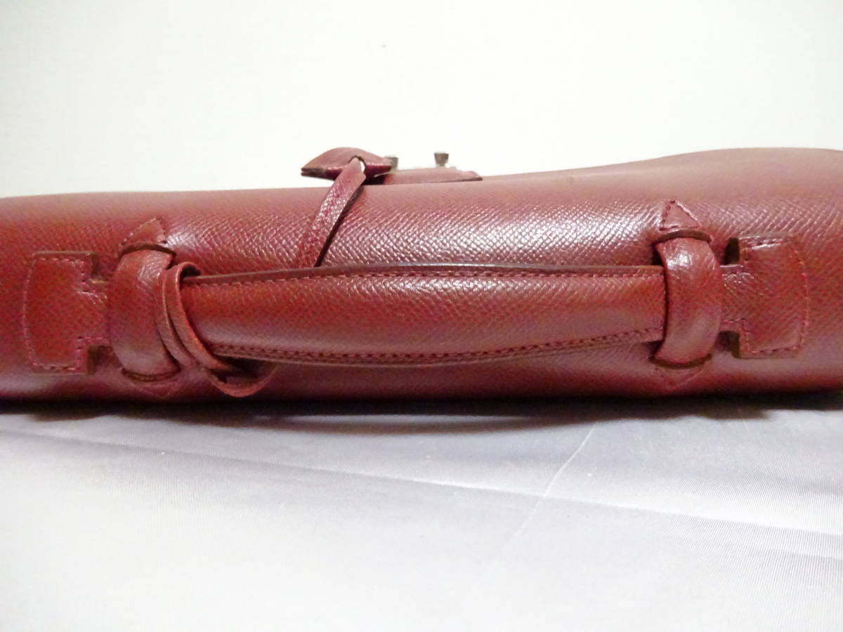 CELLERINI Firenze che Rely ni leather briefcase business bag small .. Cherry red ITALY made key attaching 