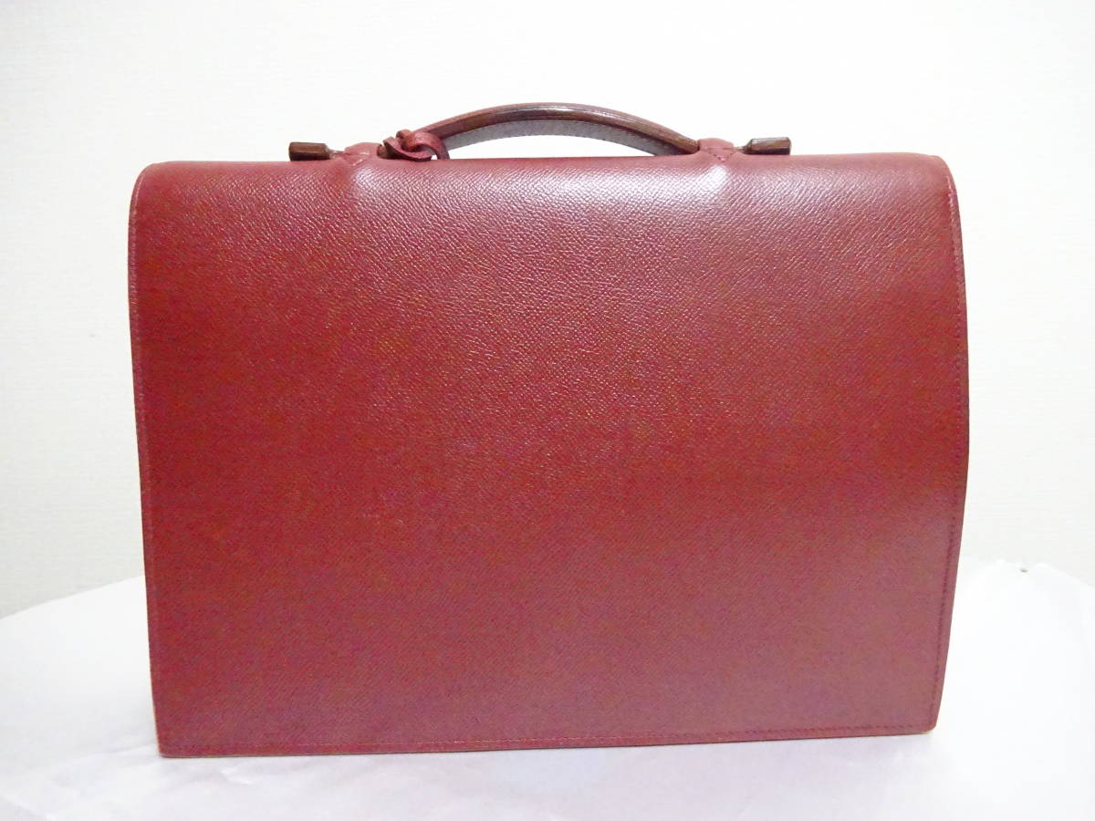 CELLERINI Firenze che Rely ni leather briefcase business bag small .. Cherry red ITALY made key attaching 