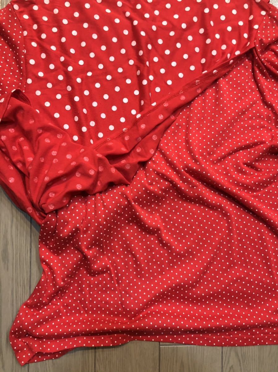 ！！断捨離100円〜！！♪フラボア　FRAPBOIS 半袖Tシャツ 赤　ドット　水玉　毛玉あり　サイズ1 レディースLくらい　USED♪_画像7